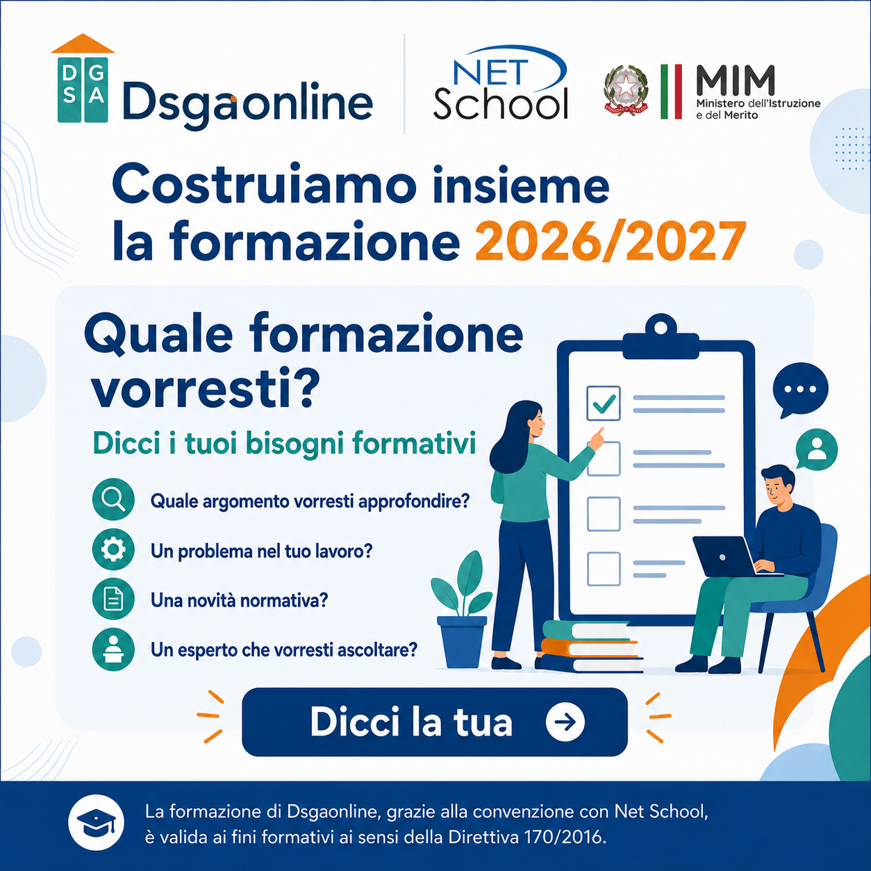 Costruiamo insieme la formazione 2026/2027 - Dicci i tuoi bisogni formativi